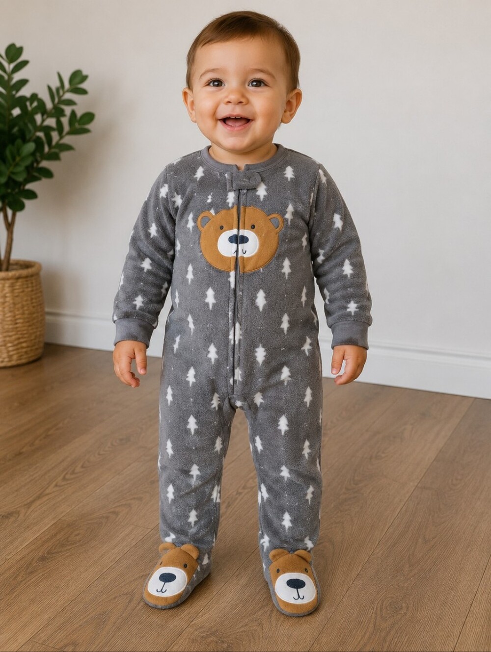 24m Boys Fleece bear Footie Pjs